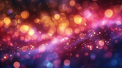 Abstract bokeh background with vibrant colors and shimmering lights.