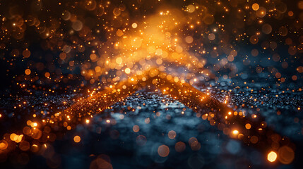 Abstract bokeh background with warm orange and cool blue lights.