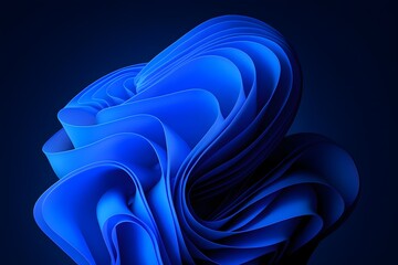 Windows 11 Wallpaper: Abstract blue fabric folds with fluid form and soft shadows in surreal 3D render style composition