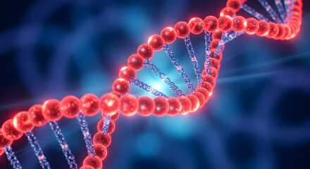 Abstract DNA Structure Conceptual Red and Blue Backdrop