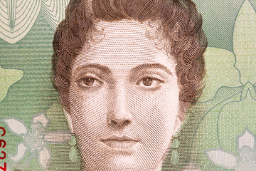 Luisa Caceres de Arismendi a closeup portrait from Venezuelan money