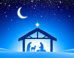 Fototapeta premium Night scene of the nativity