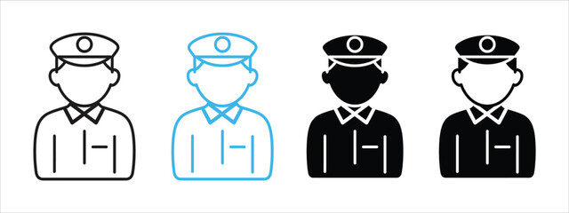 Policeman linear icon set vector. police symbol. vector illustration.