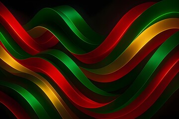 Windows 11 Wallpaper: Abstract wave pattern in red and green ribbon colors with flowing curves for festive holiday background