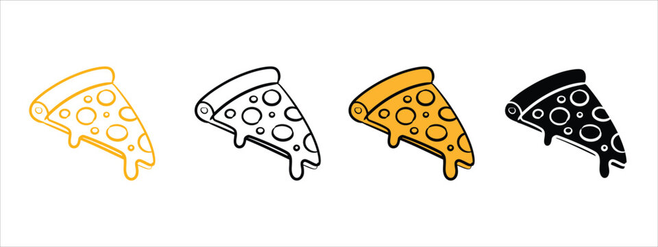 Pizza linear icon set vector. pizza slice symbol. vector illustration.