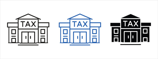 Tax office linear icon set vector. Tax office apartment, building symbol. vector illustration.