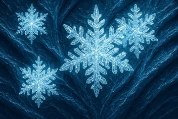 Windows 11 Wallpaper: Bright digital snowflakes over dark icy background in magical blue winter holiday atmosphere