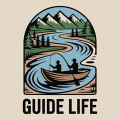 Retro Guide Life Outdoor Explorer Vintage Tee Graphics vector design.