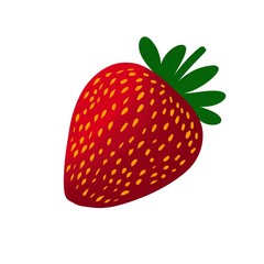 Fresh Strawberry Isolated  Simple Flat Vector Illustration