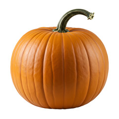 Orange pumpkin with green stem isolated on transparent background