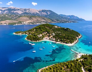Picturesque island bay, turquoise water