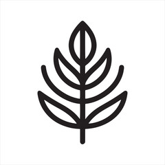 Botanical Leaf Silhouette Vector Illustration, Minimal Black Nature Design, Simple Foliage Outline, Eco Organic Plant Artwork, Modern Natural Shape, Clean Elegant Minimalist Logo Isolated on White