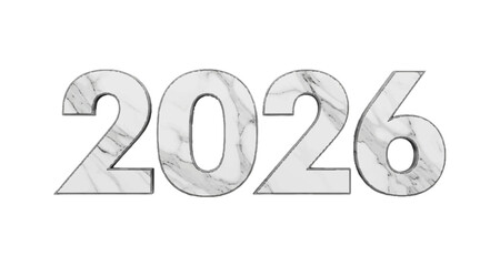 Elegant marble texture year 2026 typography isolated festive celebration concept vector