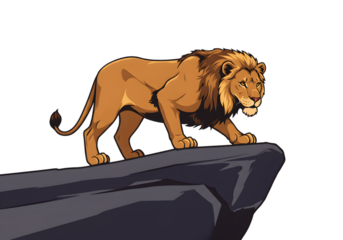 Pixel Art Lion on Cliff Isolated on Black Background Illustration