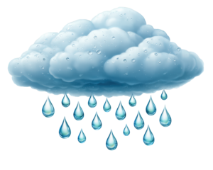 Rain cloud water drop weather photorealistic blue sky precipitation nature wet climate realistic illustration of rain cloud with water drops falling evoking calm and refreshing mood