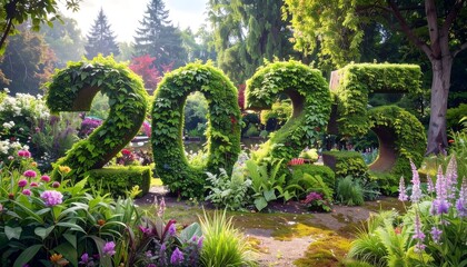 Lush garden displays the year 2025