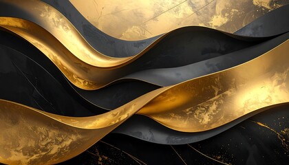 Abstract wavy gold and black design