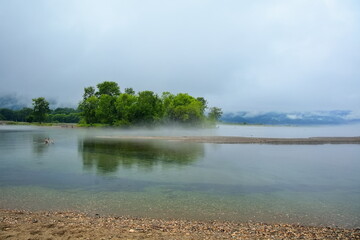 Fog on the shore of Lake Baikal.