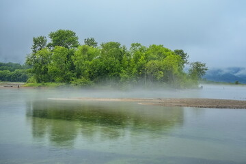 Fog on the shore of Lake Baikal.