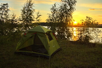 Evening on the shore of Lake Churapcha.