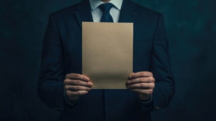 Naklejka premium Business Person Holding Blank Contract in Professional Attire