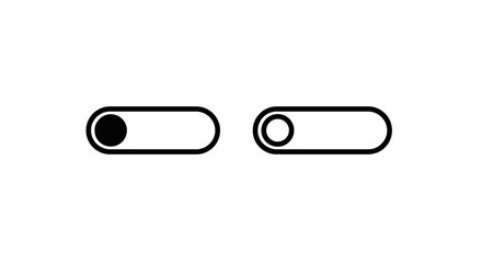 Minimalist toggle switch icons representing on and off states for user interfaces