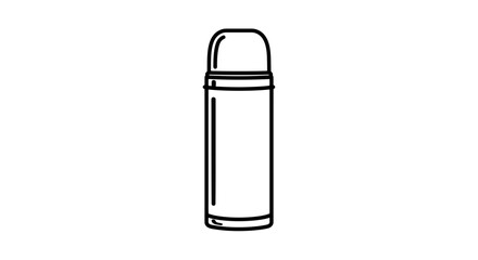 Minimalist Thermos Flask Line Art Illustration on White Background