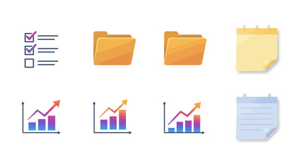 Office Productivity and Business Performance Concept with Charts and Documents