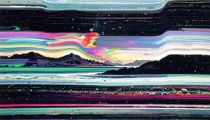 VHS corrupted signal with noisy scan lines and shifting static waves 