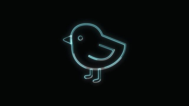  Baby Chick Icon Neon Seamless Loop 4K with Black Background Animated Promotional Typography for Video Editing