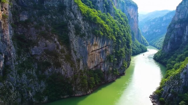 Sumidero Canyon: Majestic Cliffs, River, and Lush Greenery Aerial View