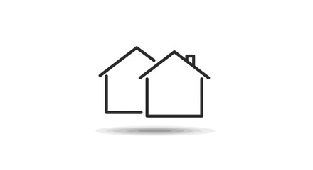 Simple minimal two houses outline icon illustration representing property and architecture