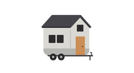 Tiny home on wheels graphic illustration against a clean white background