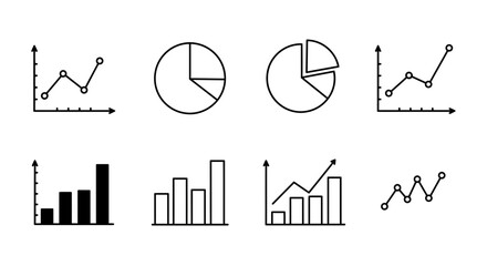 Various Business Charts and Graphs Illustrating Data Analysis and Trends