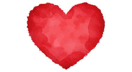 Watercolor red heart illustration on white background representing love