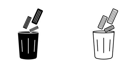rubbish bin set icon, vector illustration on white background
