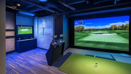 Indoor Golfing Simulator and Entertainment Room: A High-Tech Leisure Space