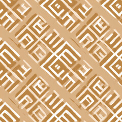 Seamless geometric pattern with diagonal lines and maze shapes. Abstract contemporary design for textiles and modern backgrounds.