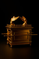 Ark of the Covenant replica on black background