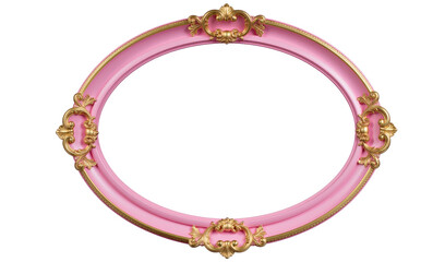 ピンクとゴールドの楕円形のロココ調フレーム額縁