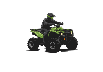 Pixelated ATV Rider On Green And Black Quad Isolated on Transparent Background