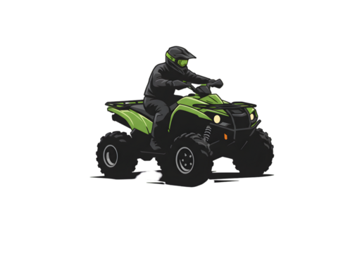 Pixelated ATV Rider On Green And Black Quad Isolated on Transparent Background