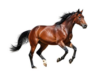 Obraz premium Bay stallion run gallop isolated on white background