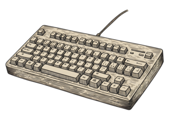 Pixelated Beige Keyboard Illustration on Transparent Background