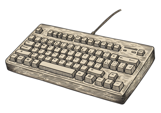 Pixelated Beige Keyboard Illustration on Transparent Background