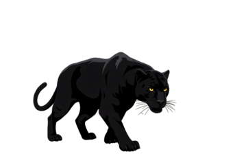 Pixelated Black Panther Illustration Walking Isolated On Transparent Background