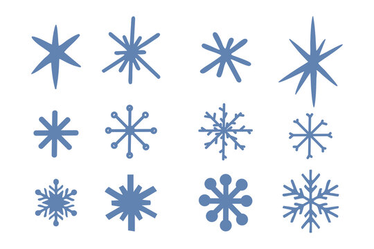Winter christmas hand drawn snowflakes decorative collection