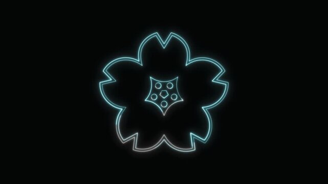  Flower Icon Neon Seamless Loop 4K with Black Background Animated Promotional Typography for Video Editing