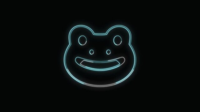  Frog Icon Neon Seamless Loop 4K with Black Background Animated Promotional Typography for Video Editing