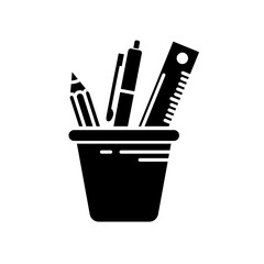 Pen and pencil holder - vector icon